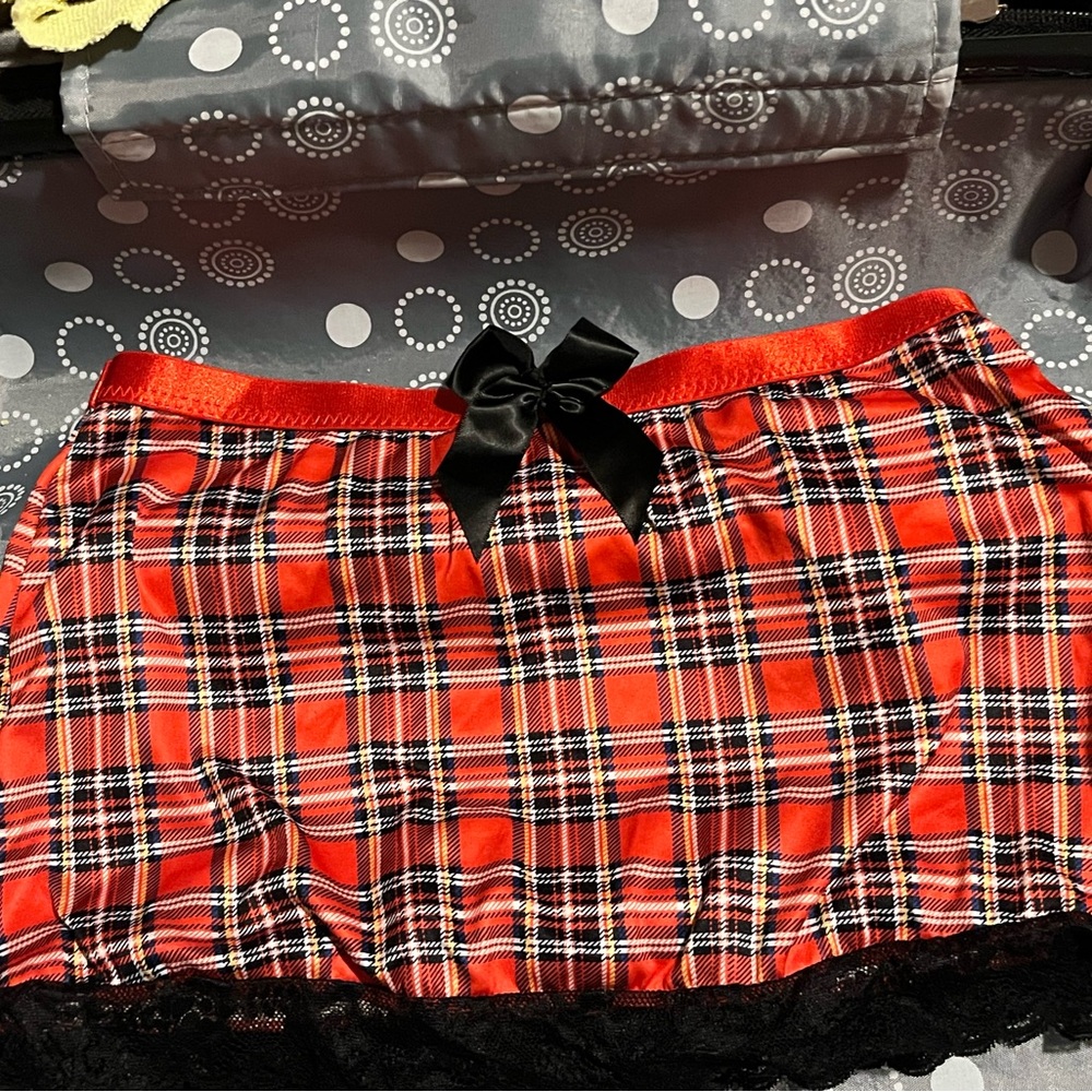 Q-T Intimates Red Plaid Mini Skirt